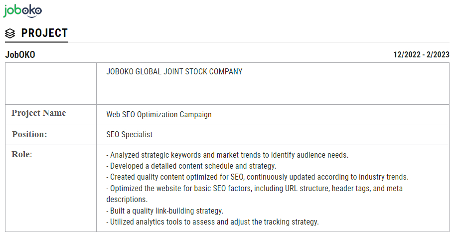 cach viet cv tieng anh