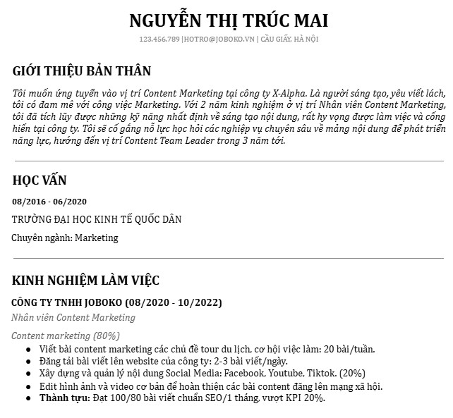 mau cv xin viec word don gian