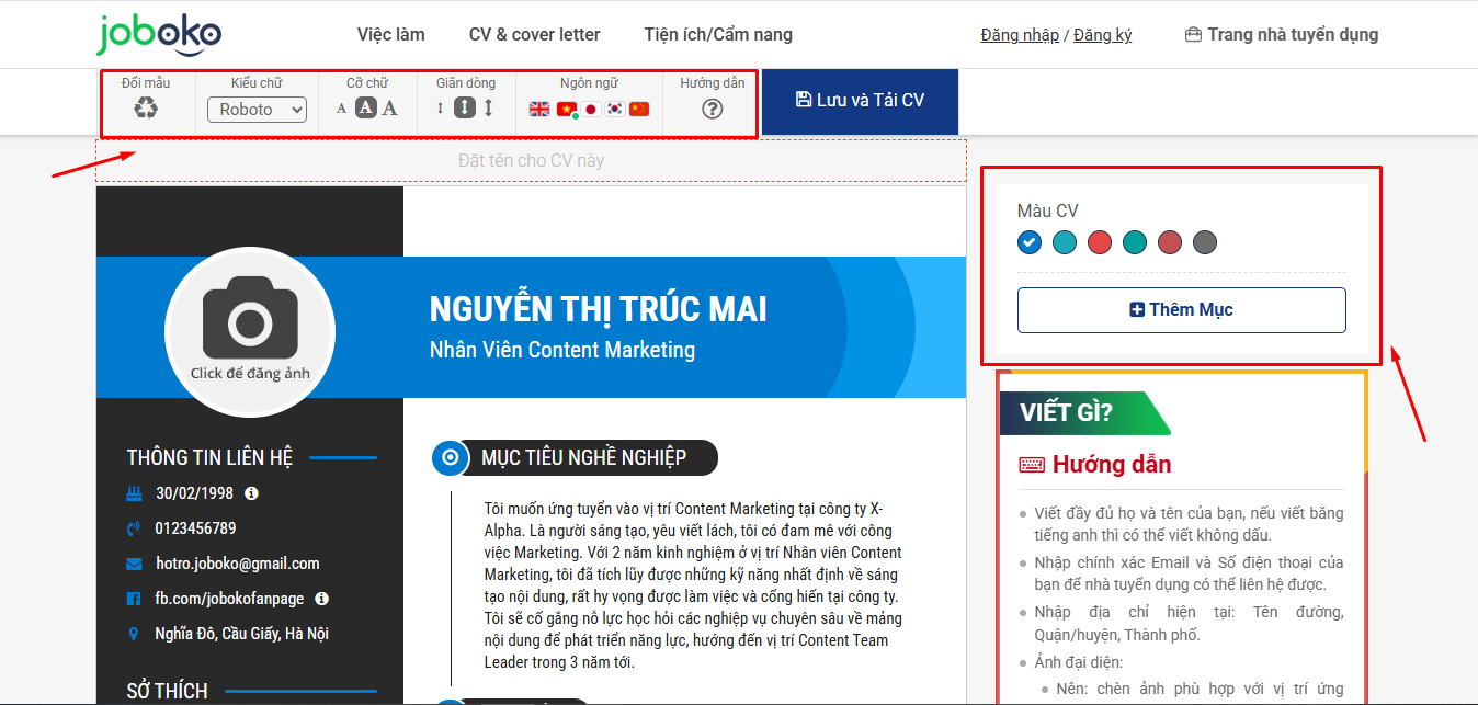 Tạo CV trên máy tính