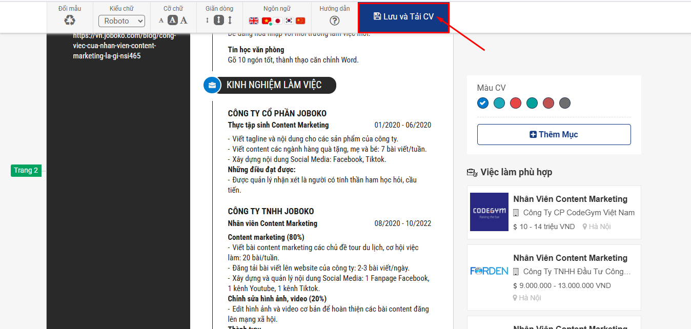 Tạo CV trên máy tính