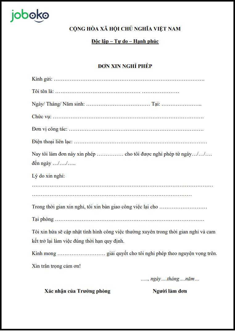 don xin nghi phep cong chuc vien chuc