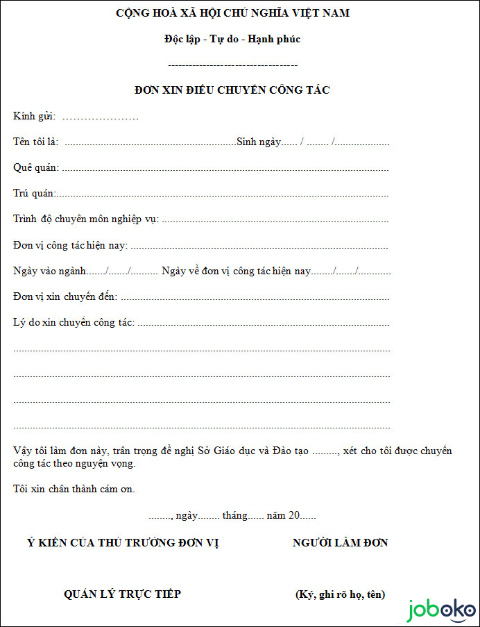 don xin chuyen cong tac 3