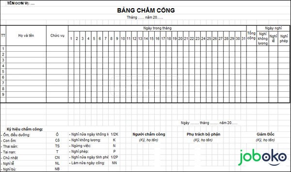 mau bang cham cong 2