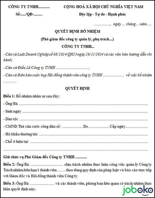 mau quyet dinh bo nhiem pho giam doc 3