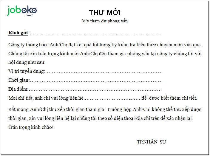 mau thu moi tham du phong van