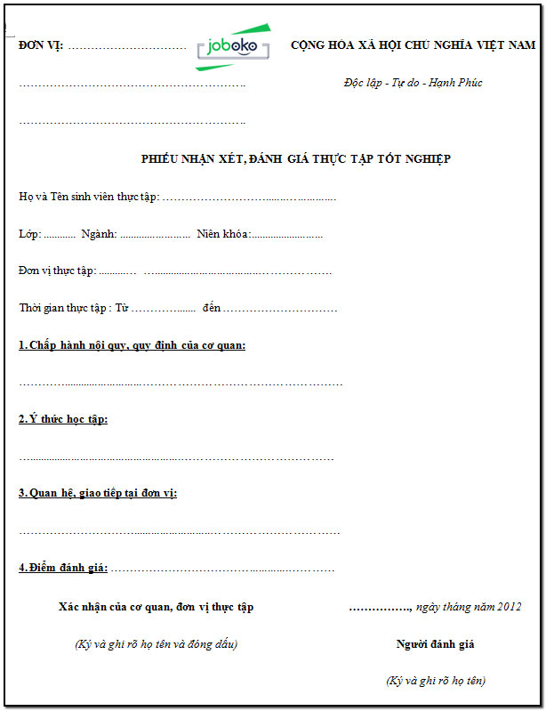 mau nhan xet danh gia thuc tap 3