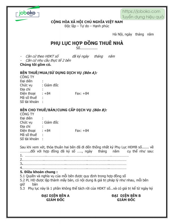 mau phu luc hop dong la gi cac mau phu luc hop dong hien nay 8