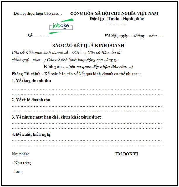 mau bao cao ket qua kinh doanh 2