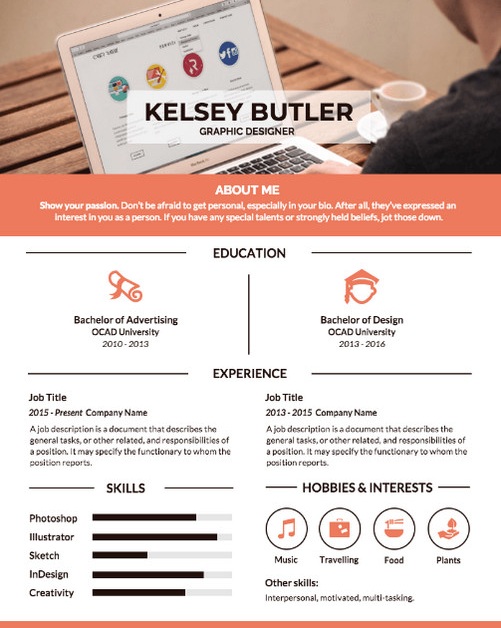 Mau Infographic gioi thieu ban than dep, cuon hut nha tuyen dung