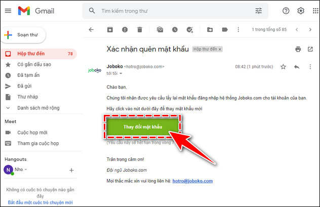 Cach doi lay lai mat khau tai khoan Ung Vien JobOKO