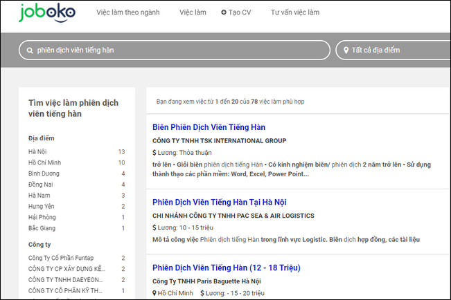 So sanh muc luong cua phien dich vien tieng Han voi phien dich tieng Anh