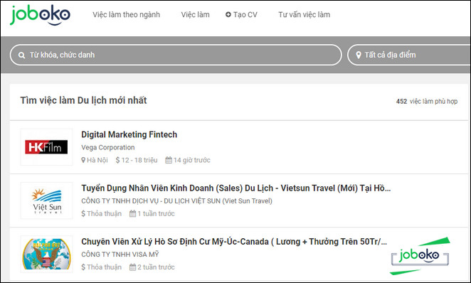 Top website tim viec nganh du lich tot nhat